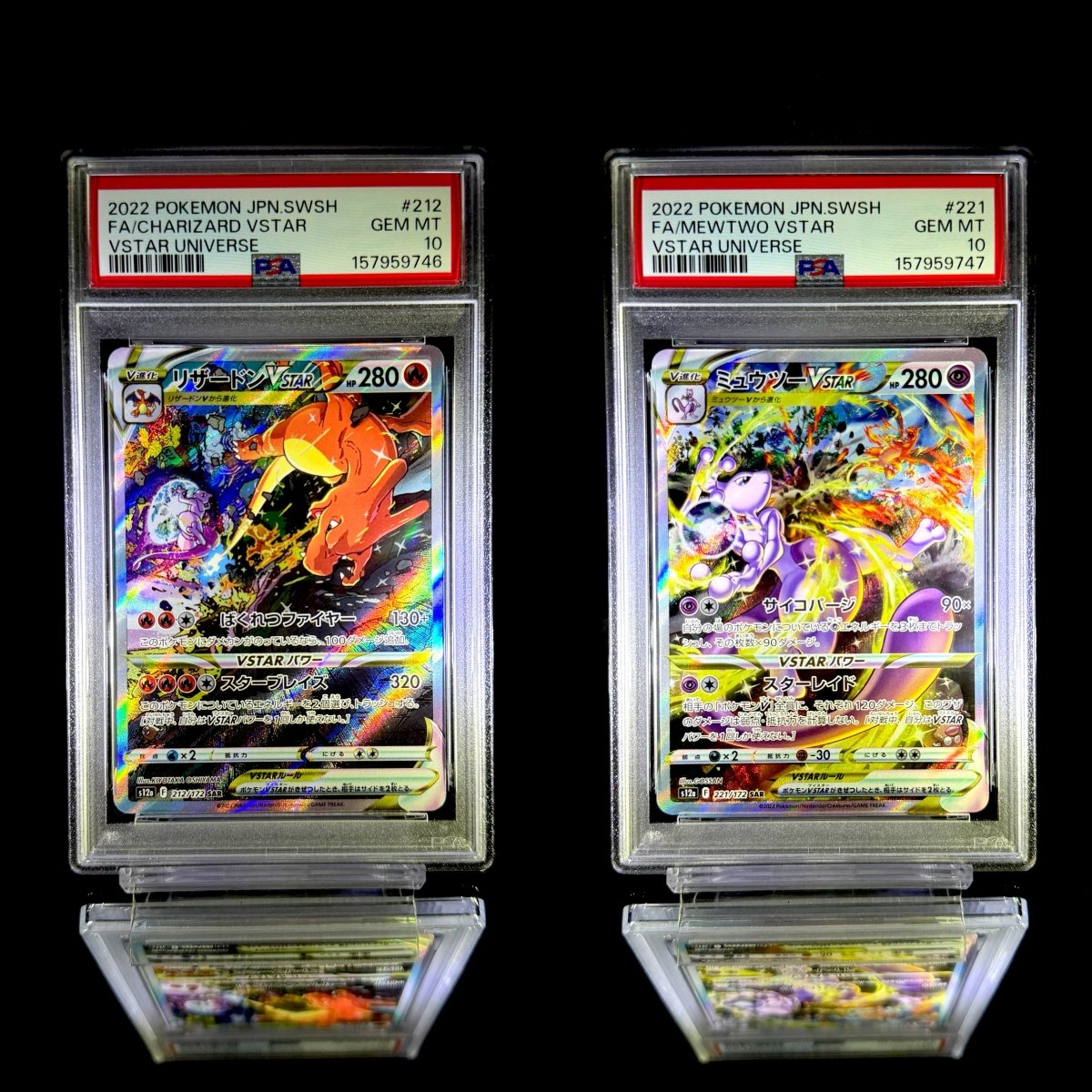 CHARIZARD VSTAR & MEWTWO VSTAR sequential set / 2022 POKEMON JPN.SWSH VSTAR UNIVERSE / 212 & 221 / GEM MT / PSA 10 / Cert 157959746 & 157959747 - TCG Slab Japan