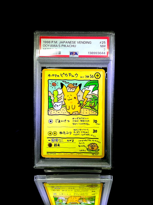 OOYAMA'S PIKACHU / 1998 P.M. JAPANESE VENDING SERIES III / #25 / PSA 7 / Cert 13899364