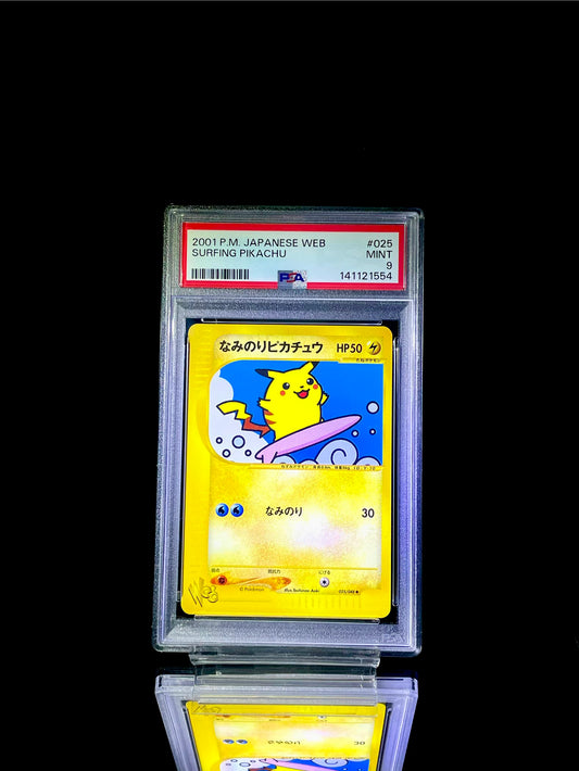 SURFING PIKACHU / 2001 P.M. JAPANESE WEB / #025 / PSA 9 / Cert 141121554