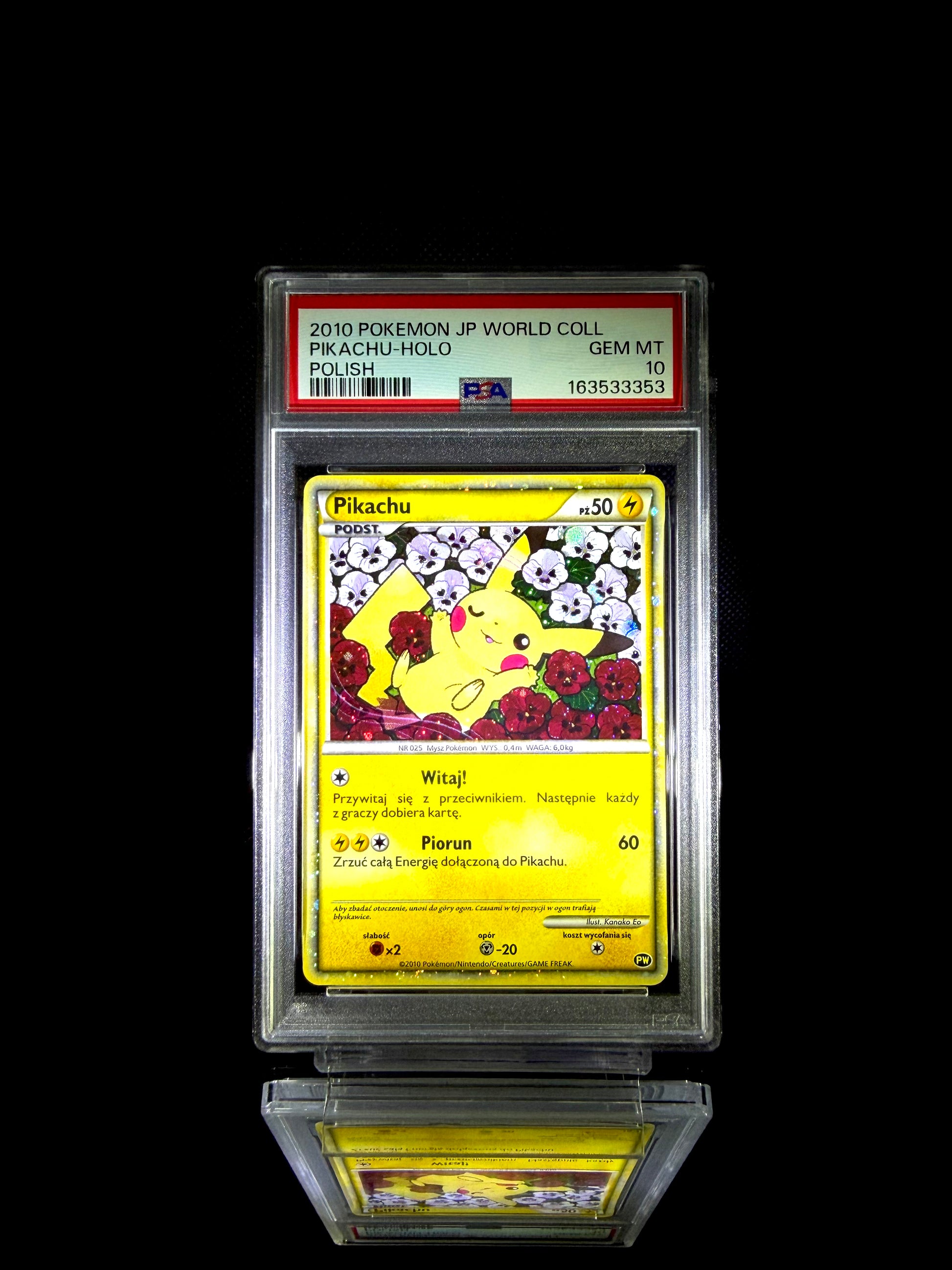 Pikachu-Holo / 2010 POKEMON JP WORLD COLL / #025 / GEM MT / PSA 10 / Cert 163533353