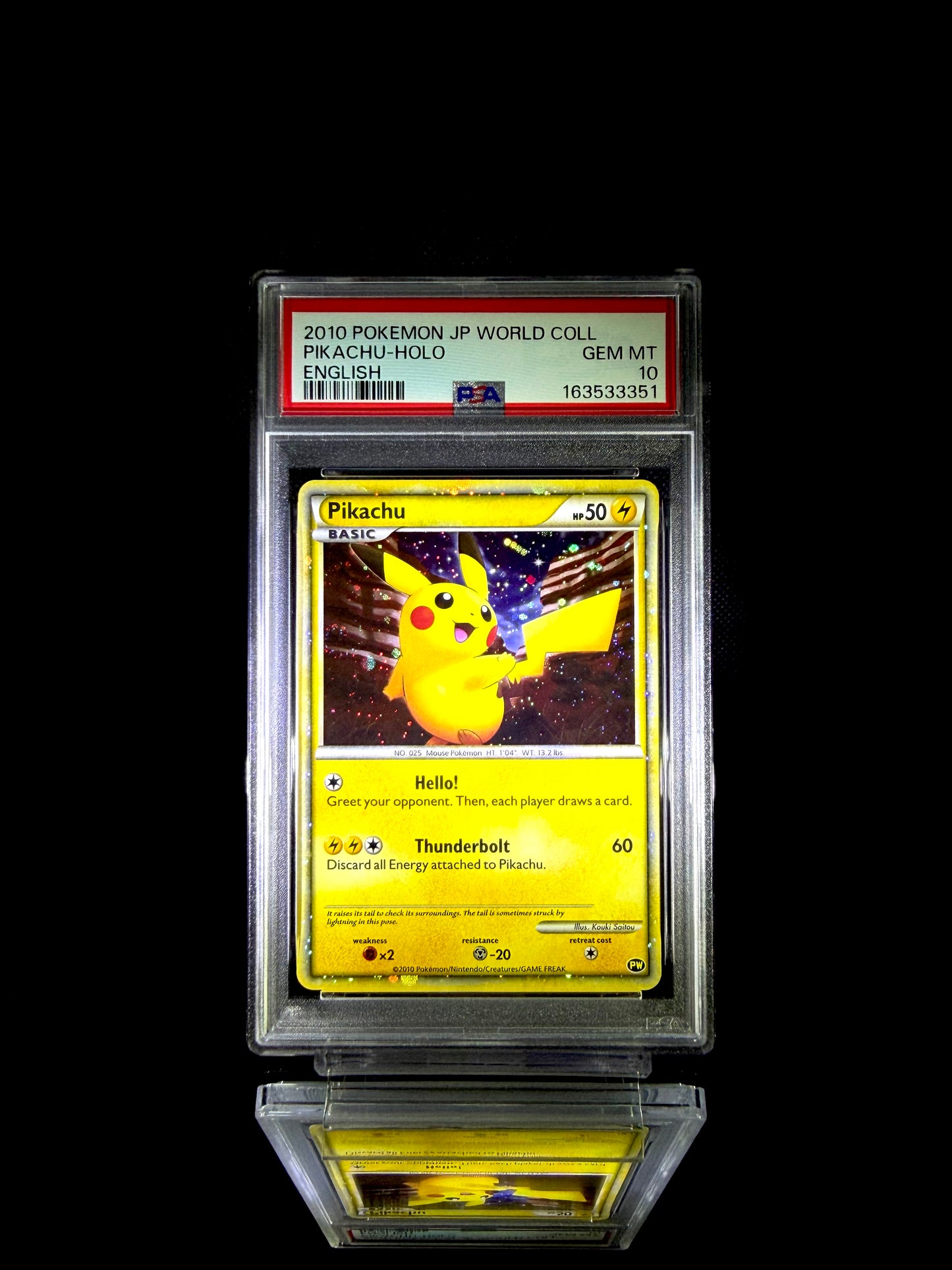 Pikachu-Holo / 2010 POKEMON JP WORLD COLL / #N/A / GEM MT / PSA 10 / Cert 163533351