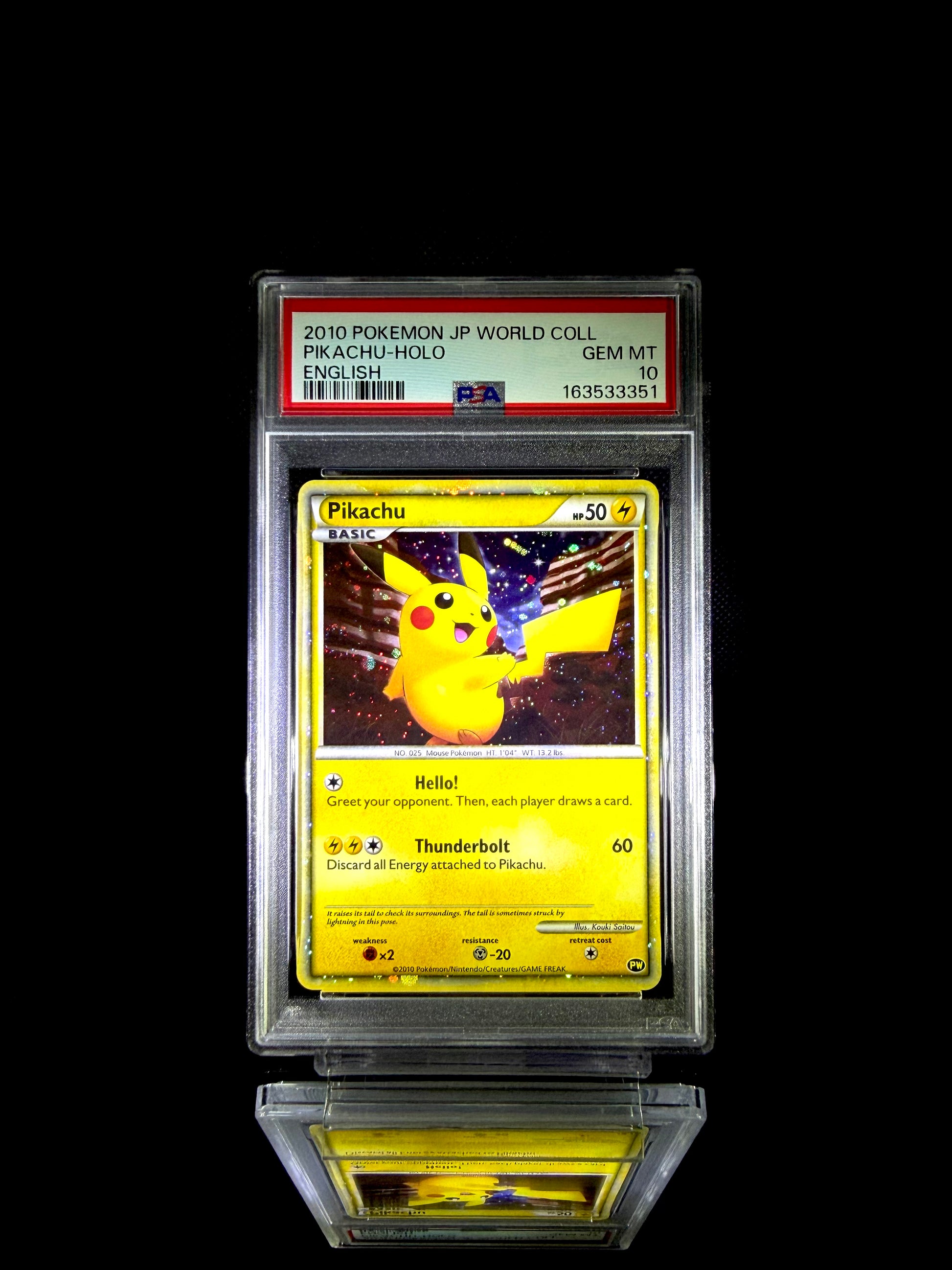 Pikachu-Holo / 2010 POKEMON JP WORLD COLL / #N/A / GEM MT / PSA 10 / Cert 163533351