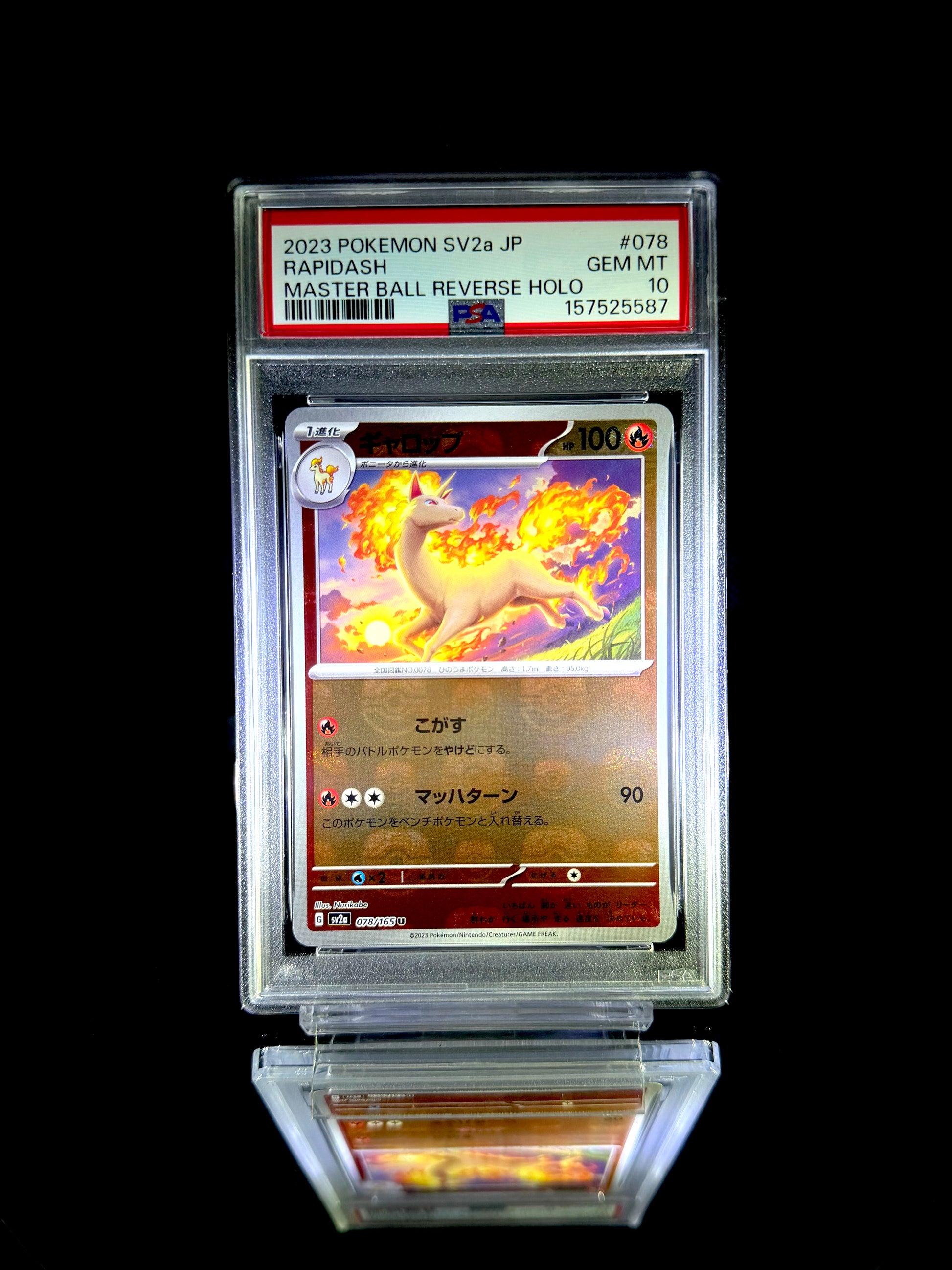 RAPIDASH / 2023 POKEMON SV2a JP / #078 / MASTER BALL REVERSE HOLO / PSA 10 / Cert 157525587