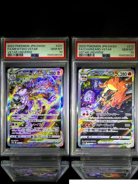 Mewtwo VSTAR & Charizard VSTAR sequential set / 2022 POKEMON JPN.SWSH VSTAR UNIVERSE / 221 & 212 / GEM MT / PSA 10 / Cert 156508034 & 156508033 - TCG Slab Japan