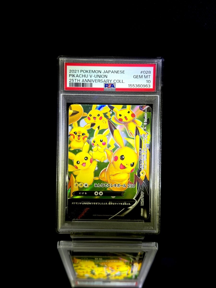 Pikachu V-UNION & Pikachu V-UNION & Pikachu V-UNION & Pikachu V-UNION sequential set / 2021 POKEMON JAPANESE 25TH ANNIVERSARY COLL. / 025 & 026 & 027 & 028 / GEM MT / PSA 10 / Cert 155360960 & 155360961 & 155360962 & 155360963 - TCG Slab Japan