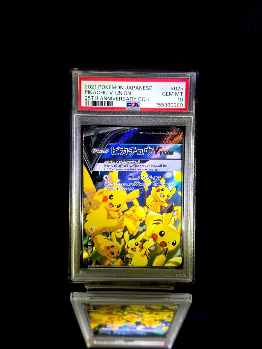 Pikachu V-UNION & Pikachu V-UNION & Pikachu V-UNION & Pikachu V-UNION sequential set / 2021 POKEMON JAPANESE 25TH ANNIVERSARY COLL. / 025 & 026 & 027 & 028 / GEM MT / PSA 10 / Cert 155360960 & 155360961 & 155360962 & 155360963 - TCG Slab Japan