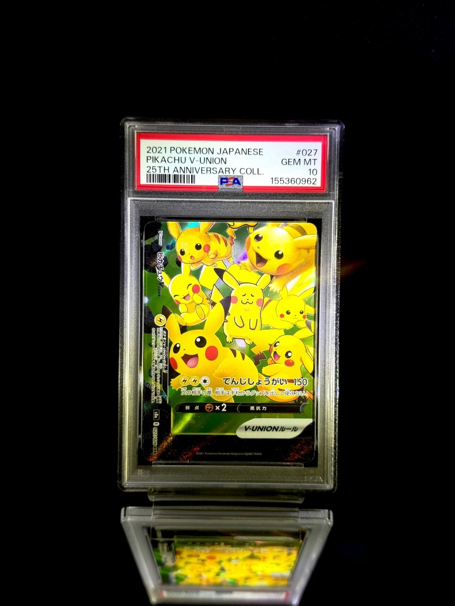 Pikachu V-UNION & Pikachu V-UNION & Pikachu V-UNION & Pikachu V-UNION sequential set / 2021 POKEMON JAPANESE 25TH ANNIVERSARY COLL. / 025 & 026 & 027 & 028 / GEM MT / PSA 10 / Cert 155360960 & 155360961 & 155360962 & 155360963 - TCG Slab Japan
