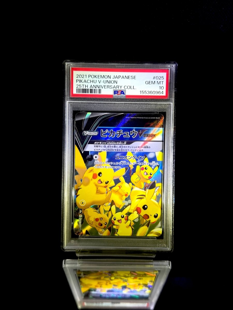 Pikachu V-UNION & Pikachu V-UNION & Pikachu V-UNION & Pikachu V-UNION sequential set / 2021 POKEMON JAPANESE 25TH ANNIVERSARY COLL. / 025 & 026 & 027 & 028 / GEM MT / PSA 10 & PSA 8 - TCG Slab Japan