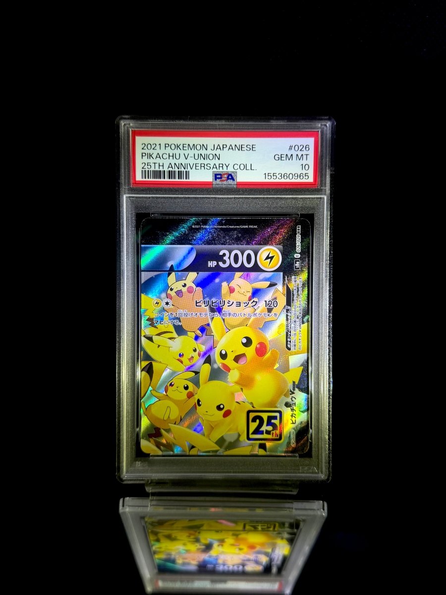 Pikachu V-UNION & Pikachu V-UNION & Pikachu V-UNION & Pikachu V-UNION sequential set / 2021 POKEMON JAPANESE 25TH ANNIVERSARY COLL. / 025 & 026 & 027 & 028 / GEM MT / PSA 10 & PSA 8 - TCG Slab Japan