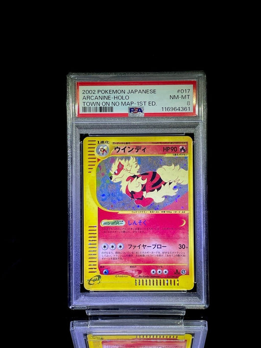 PSA 8 2002 Pokemon Japanese Arcanine - Holo (Town on No Map 1st Ed.) - TCG Slab Japan