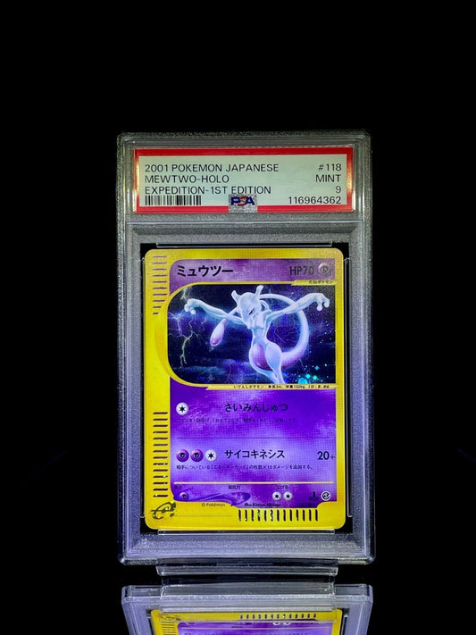 PSA 9 2001 Pokemon Japanese Mewtwo - Holo (Expedition 1st Edition) - TCG Slab Japan