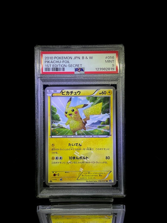 PSA 9 2010 Pokemon JPN B&W Pikachu - Foil 1st Edition Secret - TCG Slab Japan
