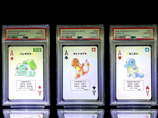 PSA10 SEQUENTIAL SET BULBASAUR & CHARMANDER & SQUIRTLE PLAYING CARD Blue - TCG Slab Japan