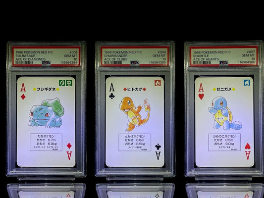 PSA10 SEQUENTIAL SET BULBASAUR & CHARMANDER & SQUIRTLE PLAYING CARD RED - TCG Slab Japan