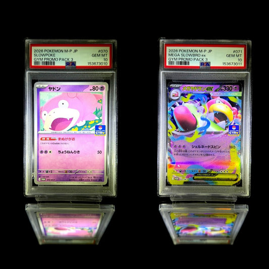 Slowpoke & Mega Slowbro ex sequential set / 2026 POKEMON M - P JP GYM PROMO PACK 3 / 070 & 071 / GEM MT / PSA 10 / Cert 153673010 & 153673011 - TCG Slab Japan