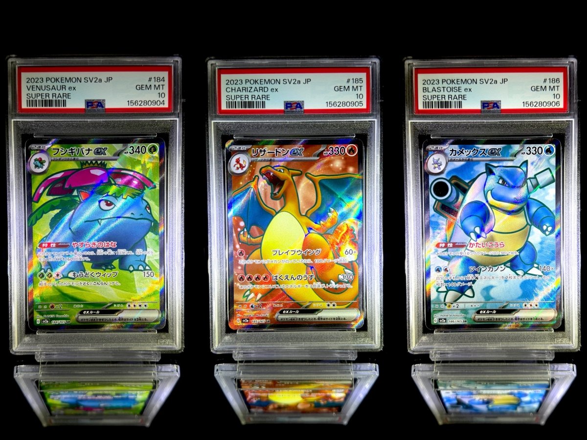 VENUSAUR ex & CHARIZARD ex & BLASTOISE ex sequential set / 2023 POKEMON SV2a JP / 184 & 185 & 186 / SUPER RARE / PSA 10 / Cert 156280904 & 156280905 & 156280906 - TCG Slab Japan
